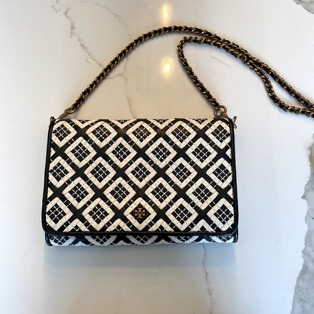 Tory Burch Black & White Crossbody Purse